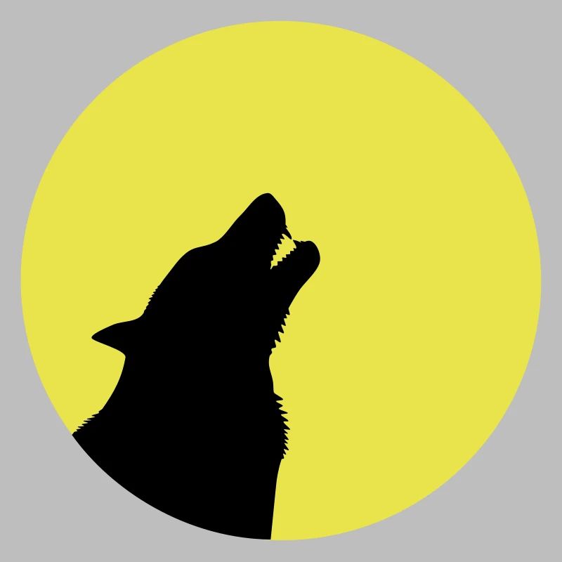 Loup hurlant devant les dents de lune wolve