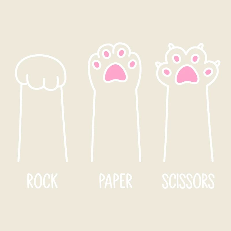 Ciseaux à papier roche - Pattes de chat
