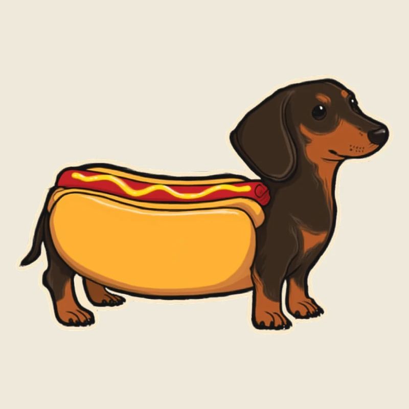 Süßer Dackel Hot-Dog-Brötchen-Aufkleber