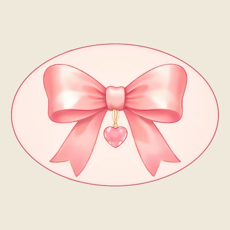 Pink bow with heart pendant Bichon&Bear Studio
