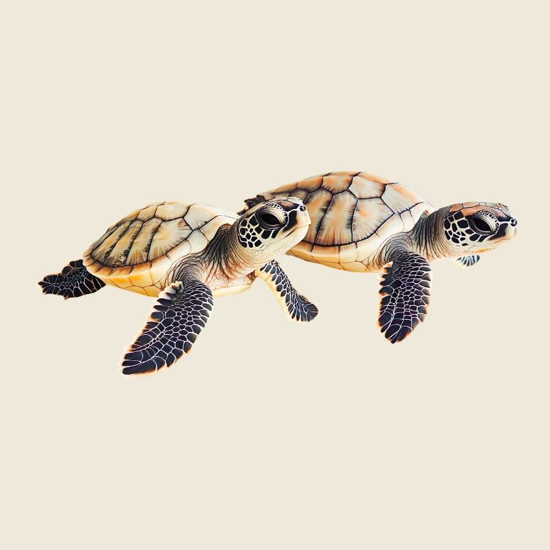 Double paire de bébé tortue de mer