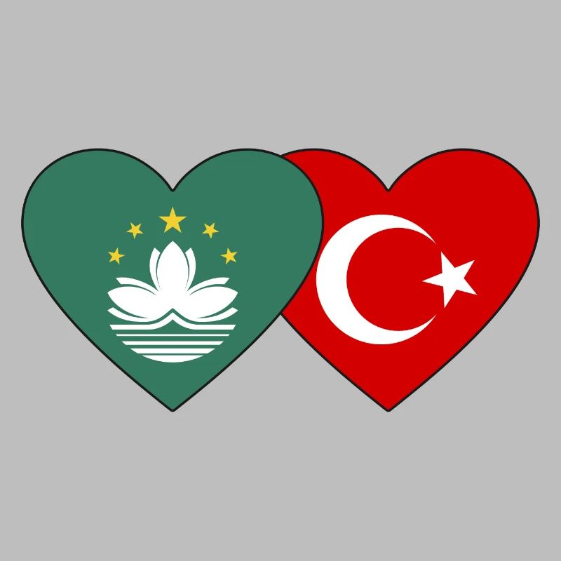 Cœur de drapeau de la dinde de Macao