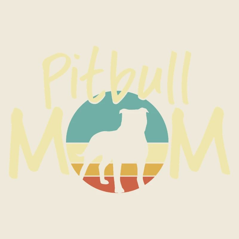 Pitbull MOM Sunset Silhouette Design