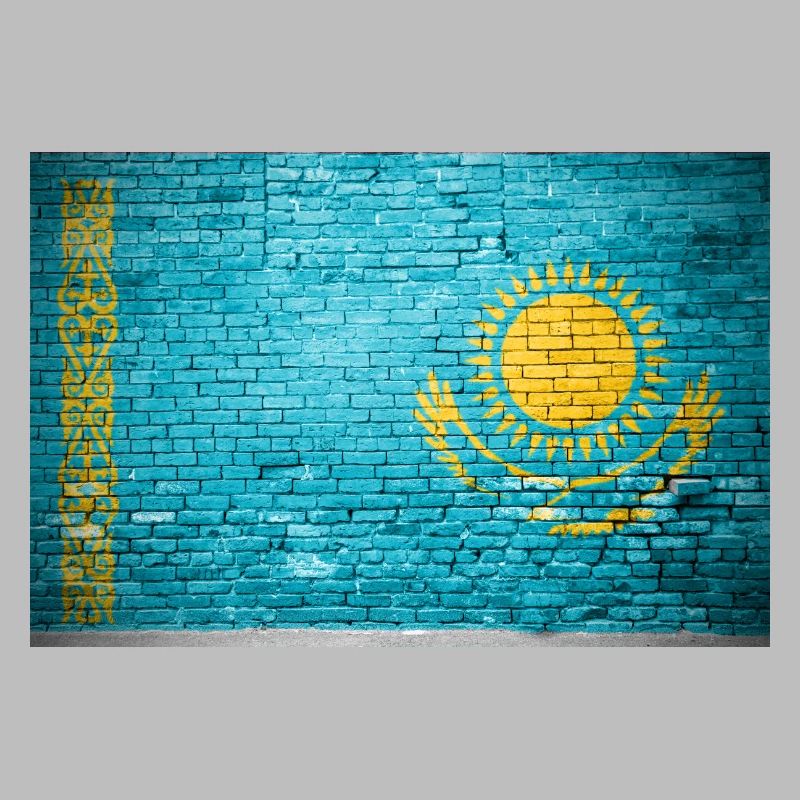 Affiche de graffiti de drapeau de mur de brique du Kazakhstan