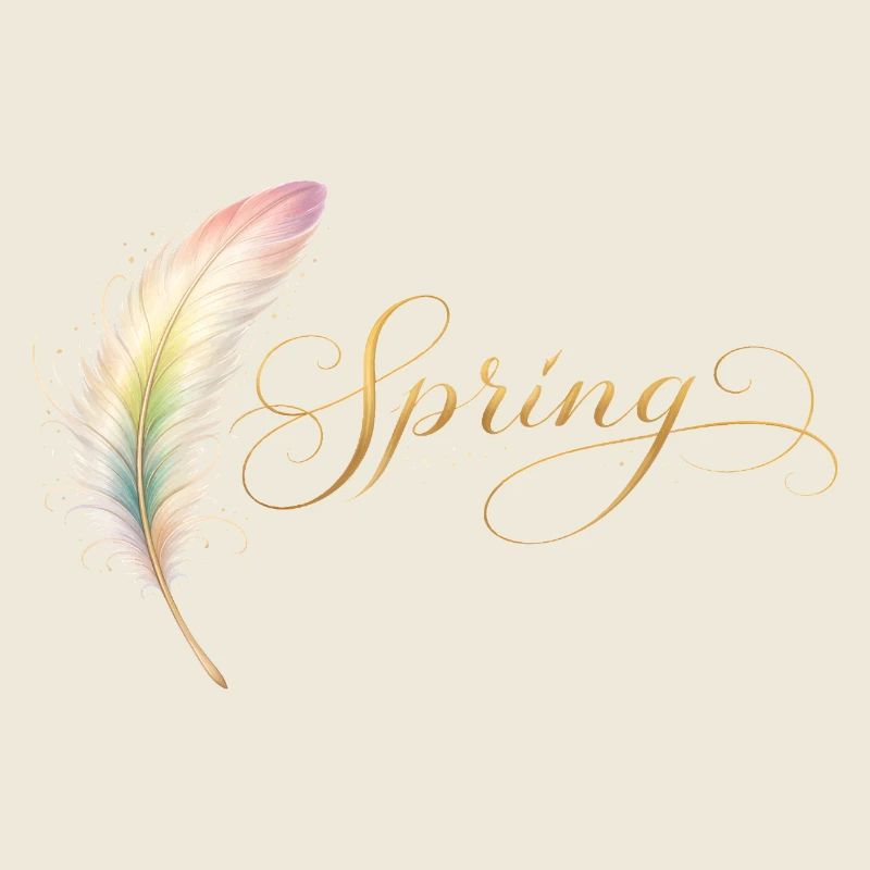 Spring Schriftzug mit Feder Elegant Design 