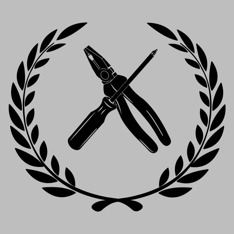 Tools for electrician in laurel wreath.