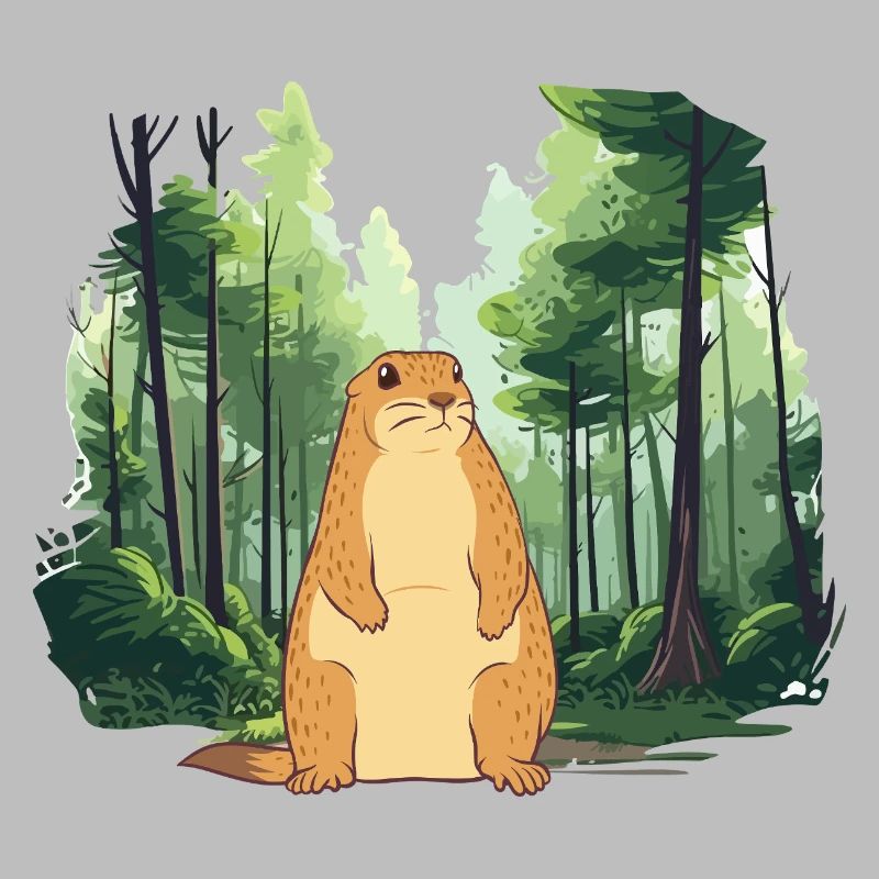 Strong groundhog nature landscape