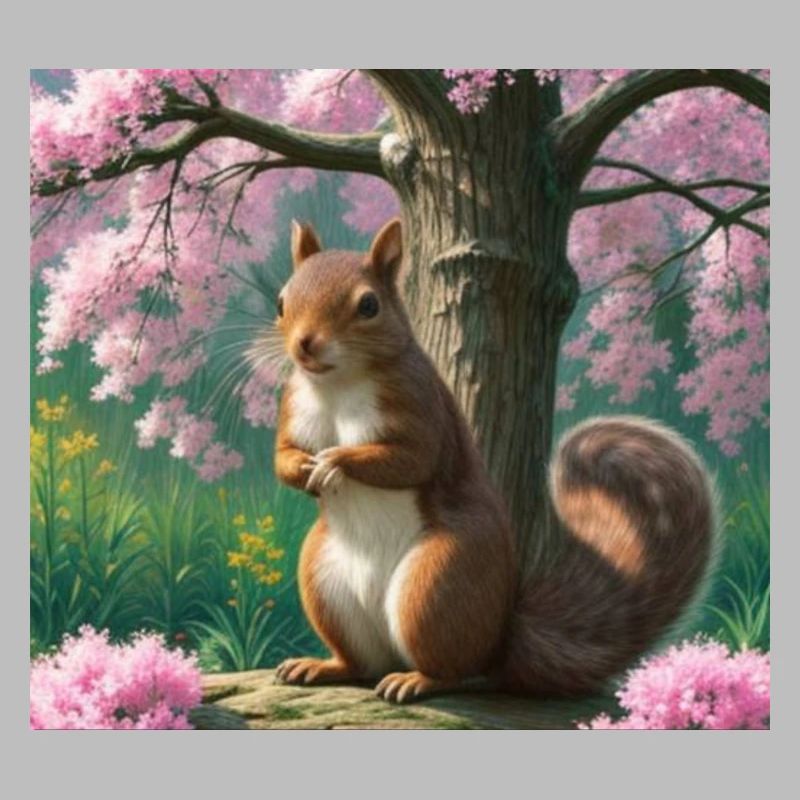 Suirrel withblooming tree - Eichhörnchen