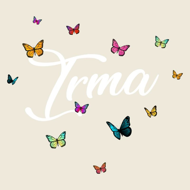 IRMA - Mädchen Name mit bunten Schmetterlingen