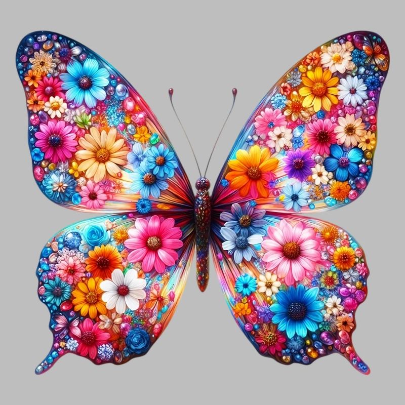Papillon décoré de fleurs
