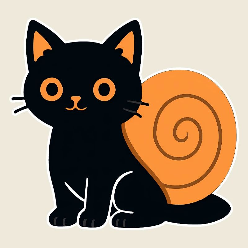 Cat silhouette in orange