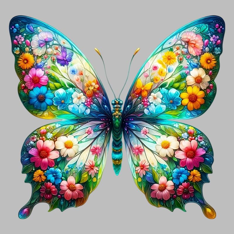 Papillon décoré de fleurs