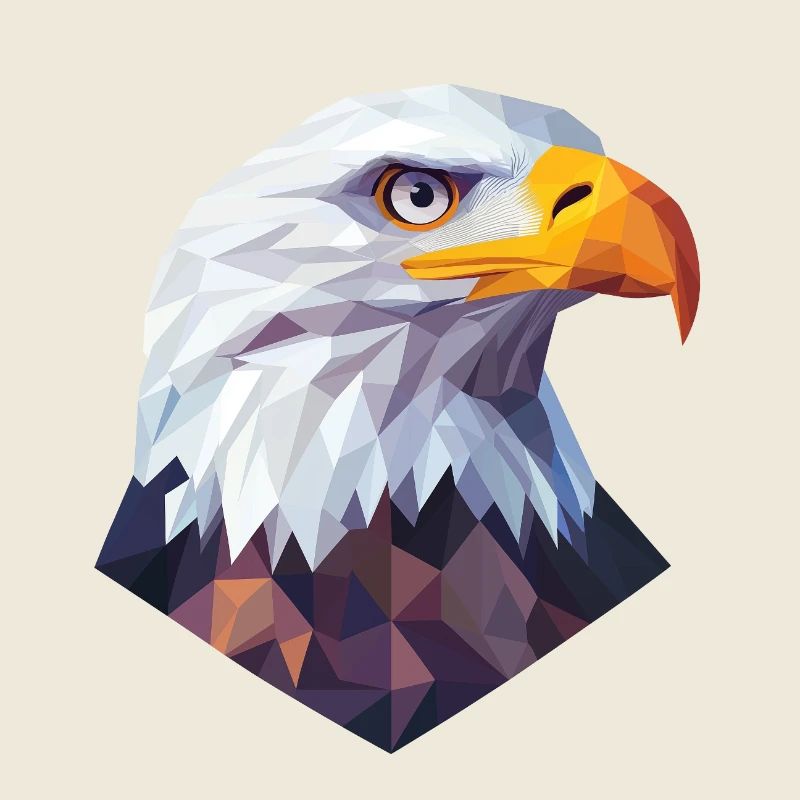 Conception du logo Low Poly de la tête d’aigle