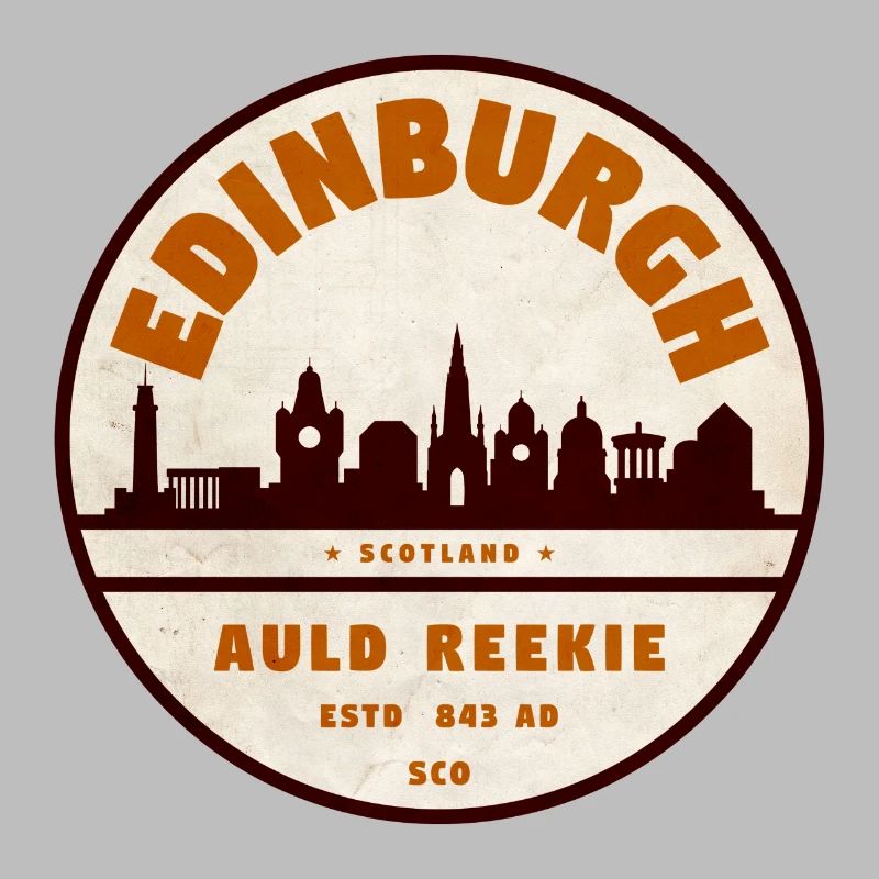 Edinburgh Skyline Retro Abzeichen