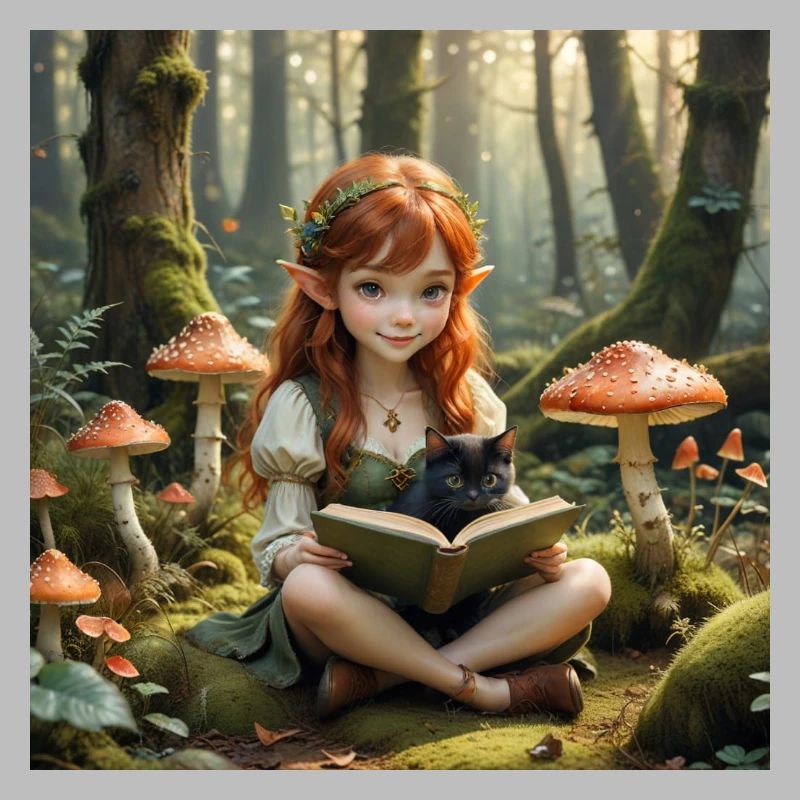 Elf with toadstools