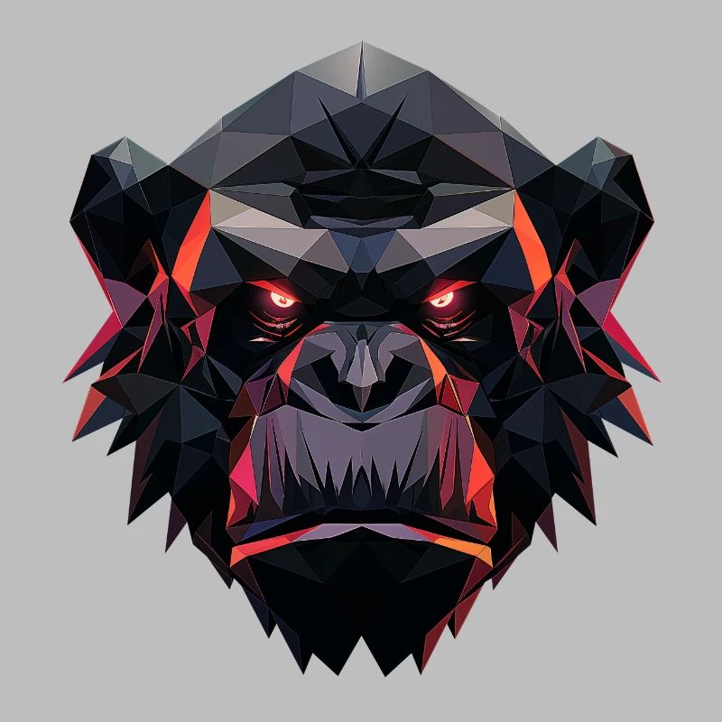 Gorille Prisme Tête Low Poly Art Design