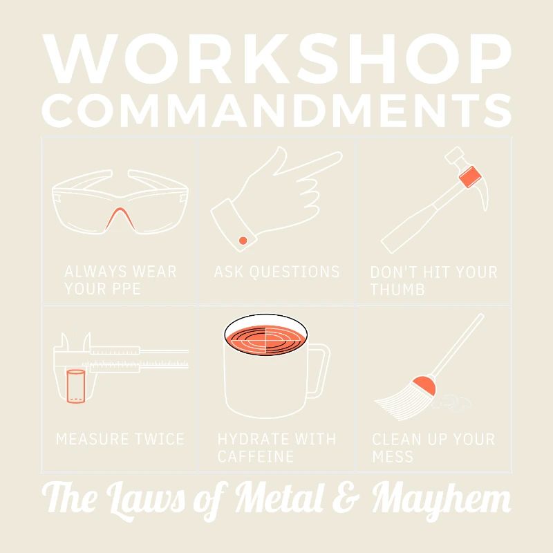 Workshop Rules, Sarcastic Machinist & Engineer Tee