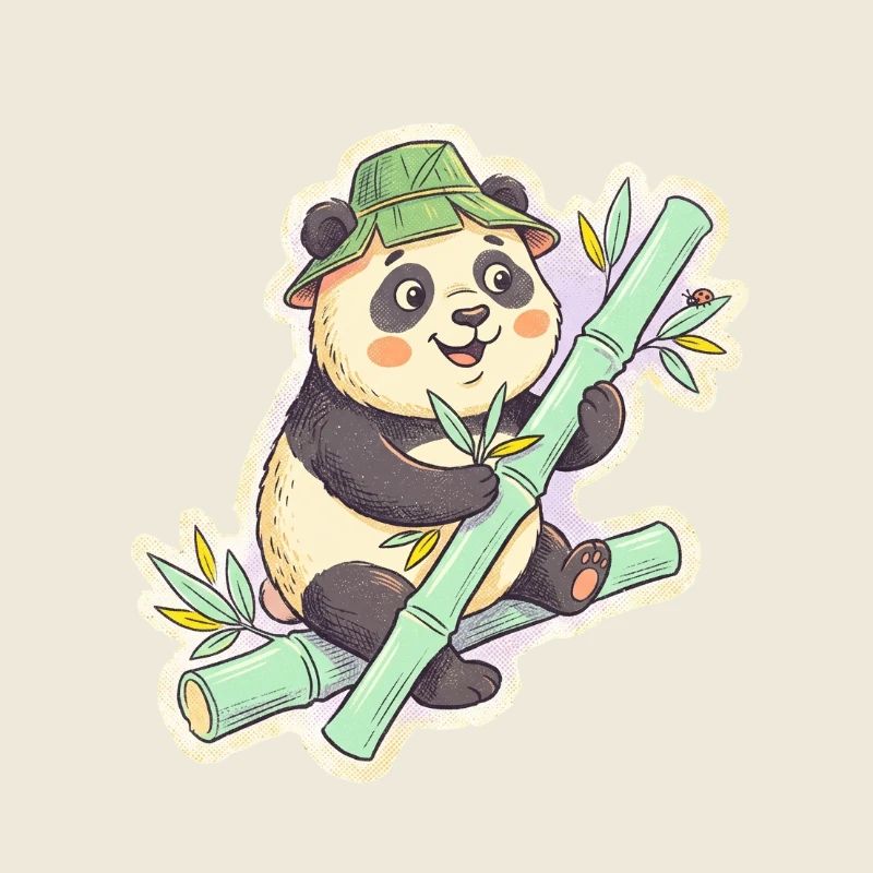 Panda sur le chemin de bambou