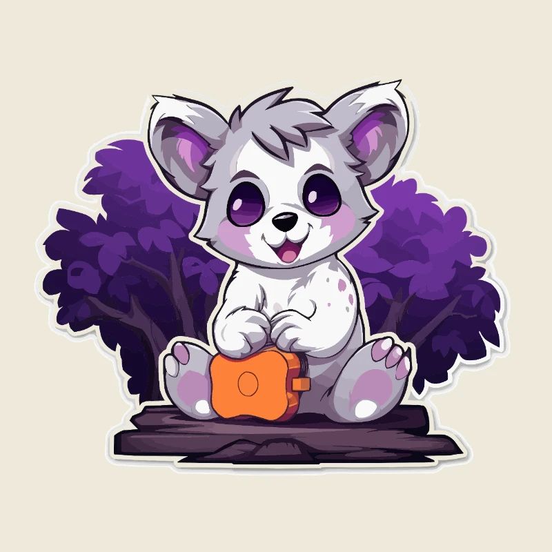 Panda câlin dans le buisson violet