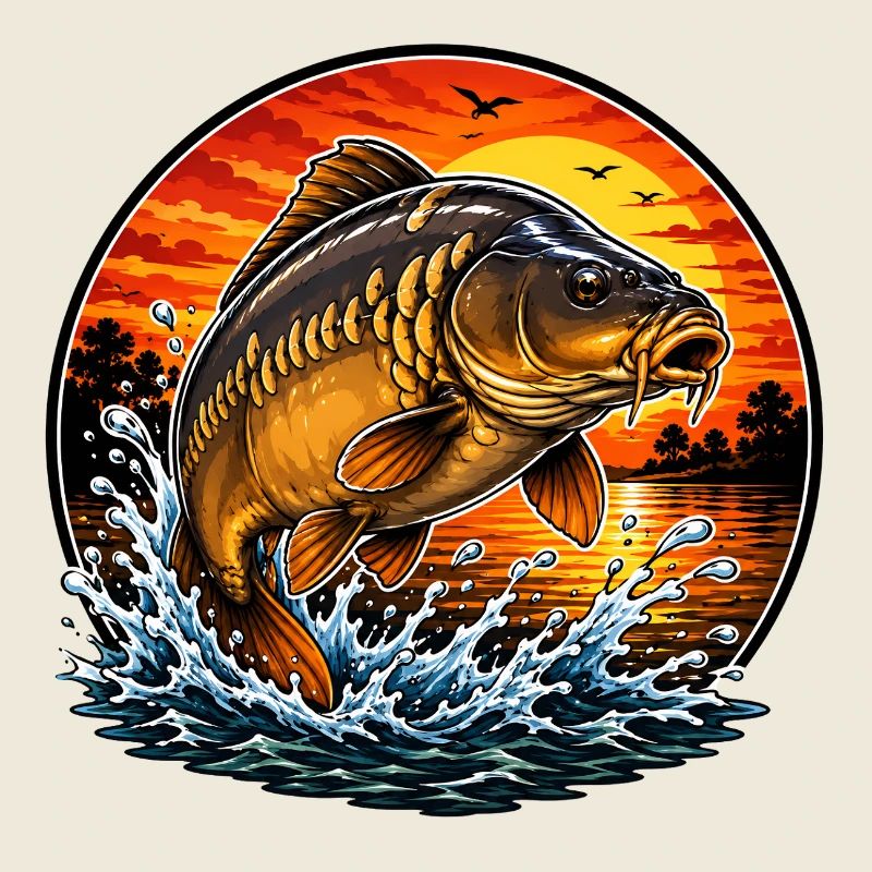Sunset Mirror Carp Jump