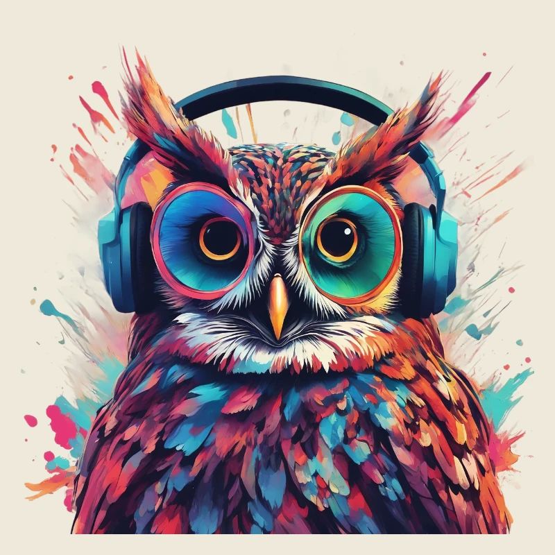 Coole Eule mit Kopfhörer