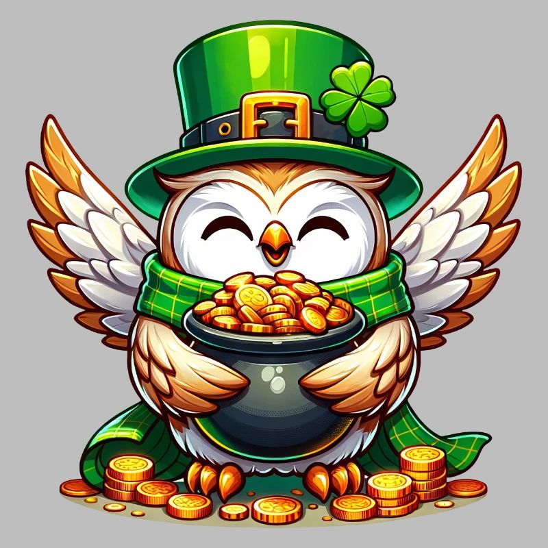 St. Patricks Day Eule mit Gold