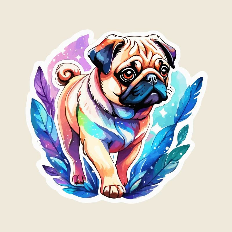 Mops Wasserfarben