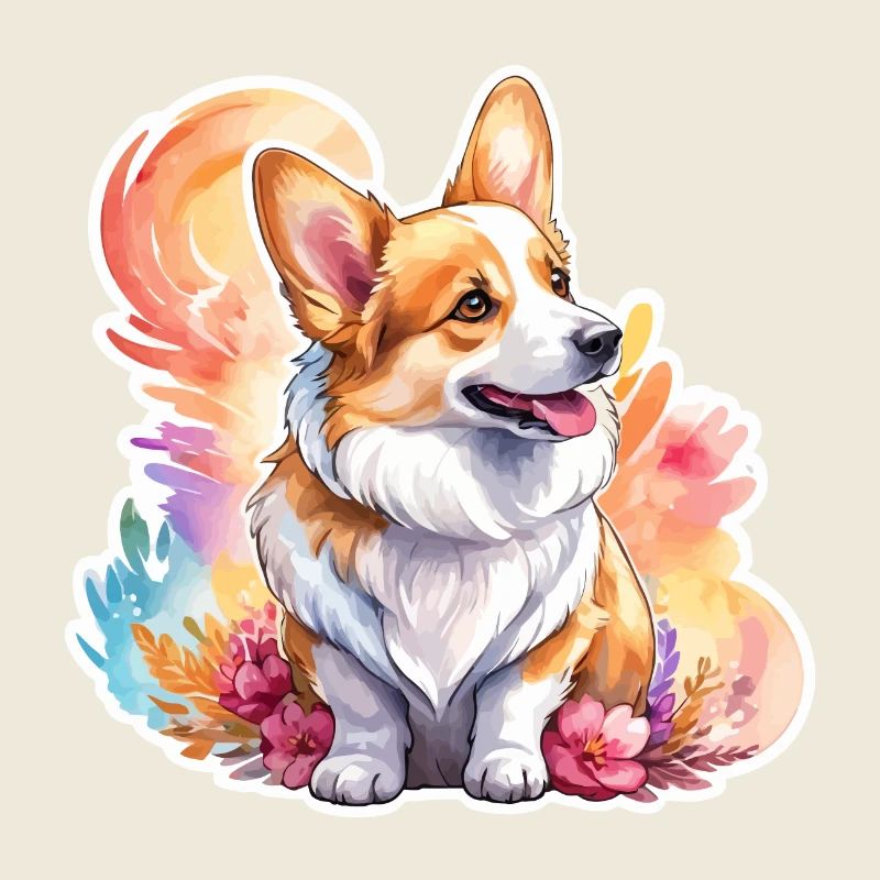 Welsh Corgi Pembroke Aquarelle
