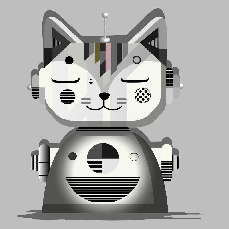 Geometric Robot Cat – Creative Illustration