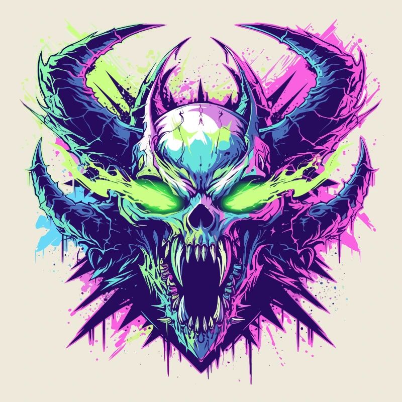 Furious skeleton head with pop art style