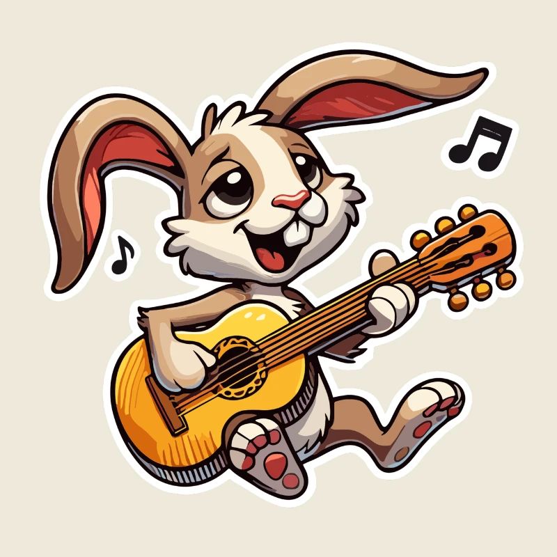 Rabbit plays guitar