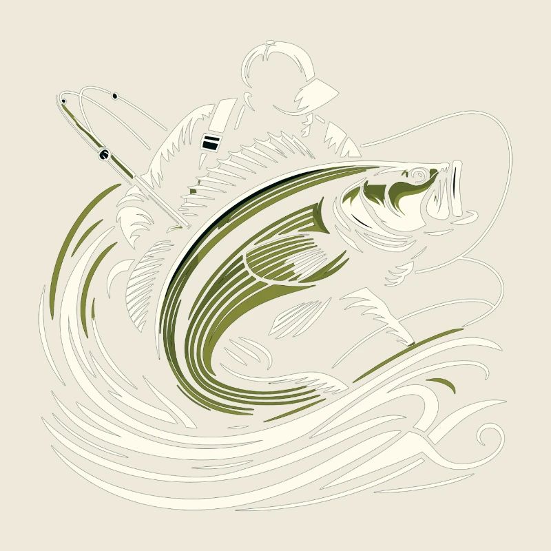 Pêche pêcheur perche poisson géant vert olive cadeau