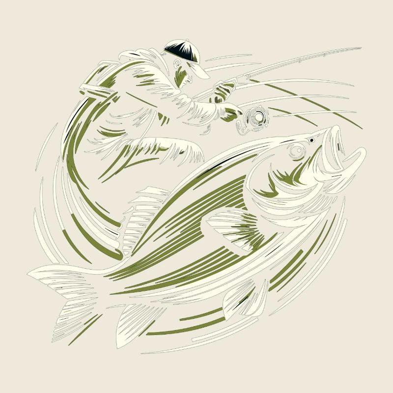 Pêche pêcheur perche poisson géant vert olive cadeau