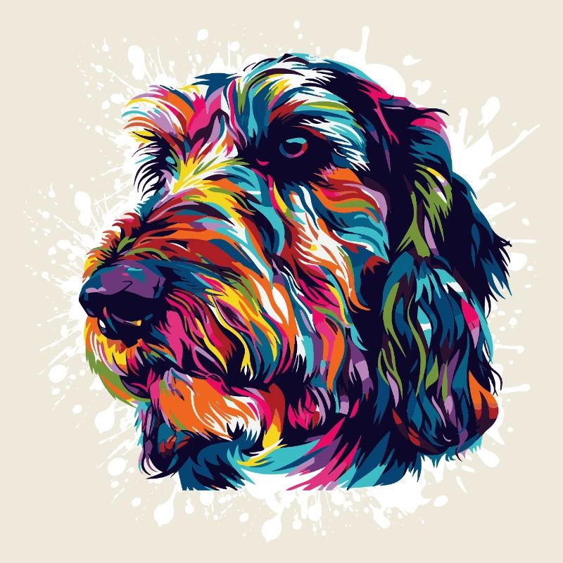 Portrait coloré de chien avec des éclaboussures de peinture
