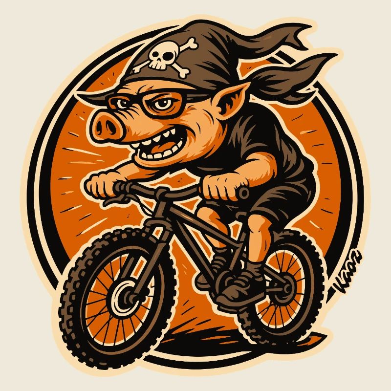 Pirate Pig sur BMX VTT