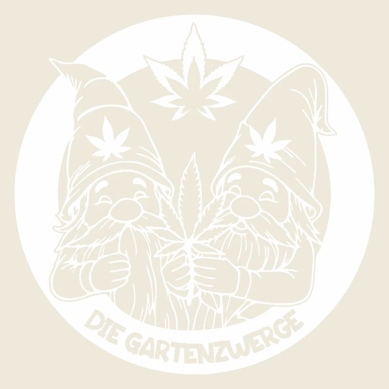 Kiffer Gartenzwerge mit Hanfblatt