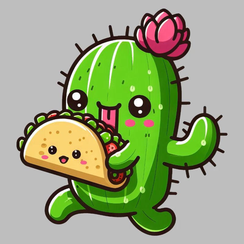 Conception de bande dessinée de tacos de cactus mignon