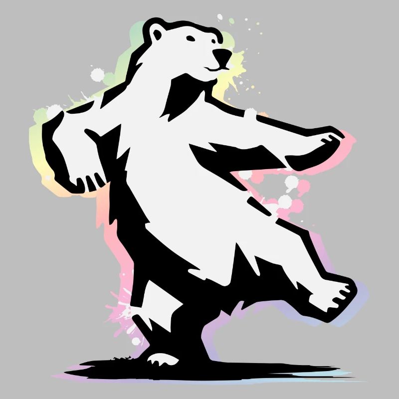 Tanzender Eisbär im Stencil-Stil
