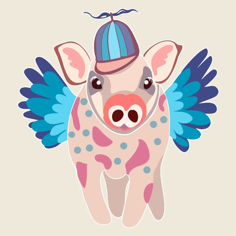 petit cochon ailé coloré