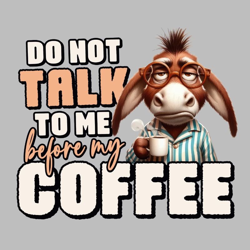 Grumpy donkey with coffee