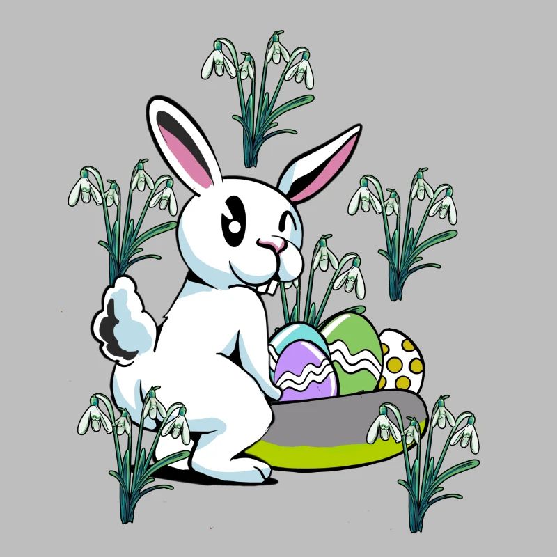 Spring snowdrop flowers Easter bunny