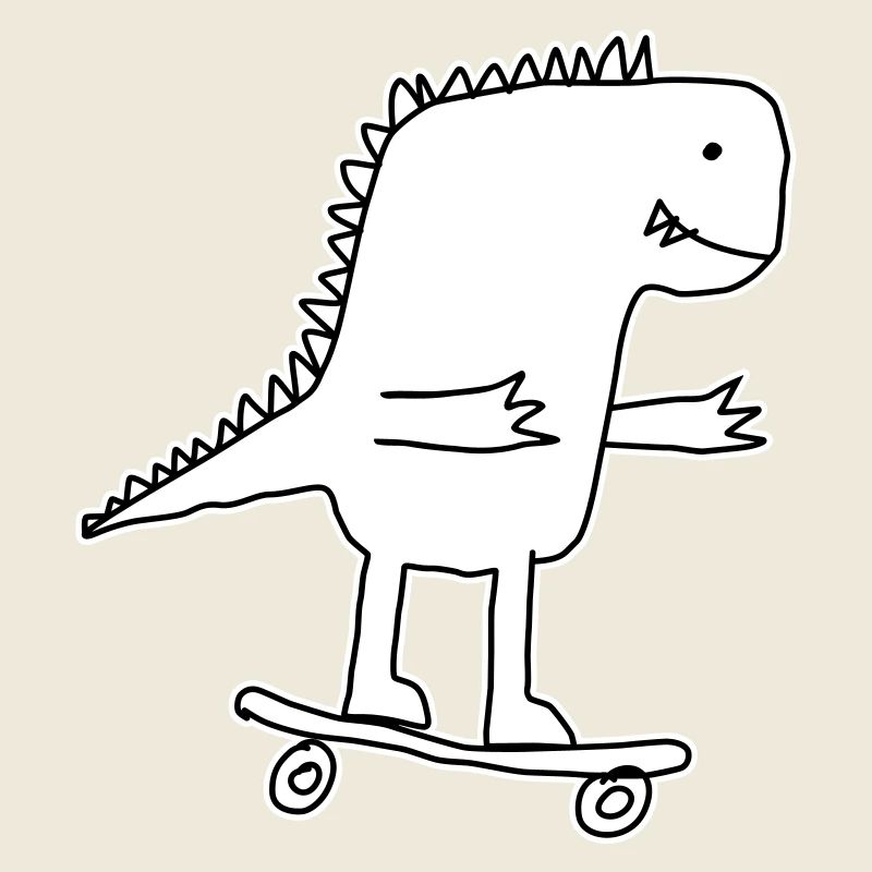 Dino Skateboard Cartoon, Coole Saurier Nerd Kinder