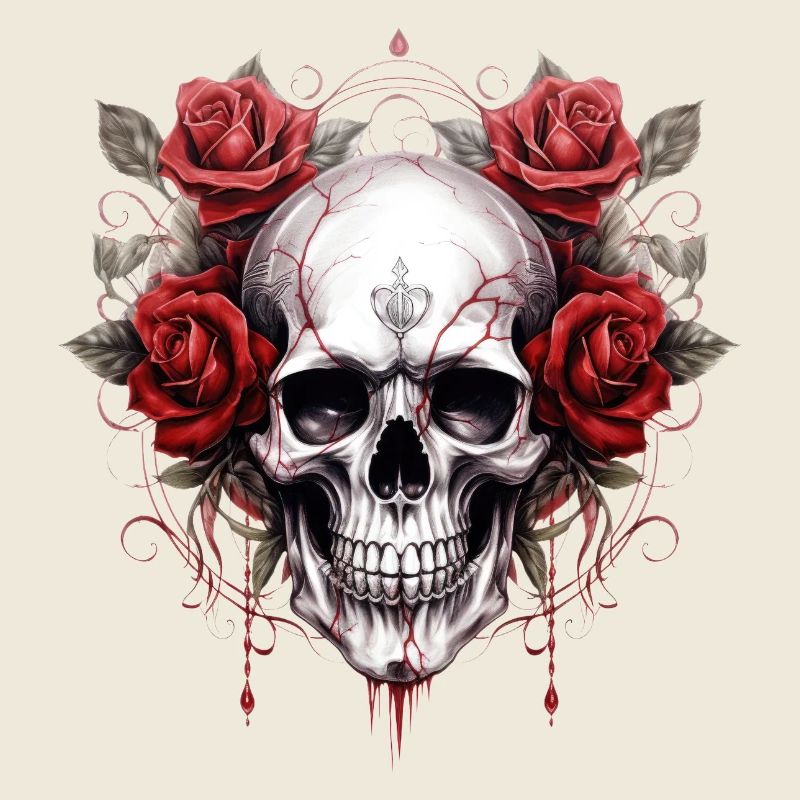 Gothique crâne Roses Art mode graphique