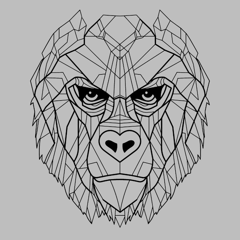 Geometric Gorilla Portrait: Angular Artistry