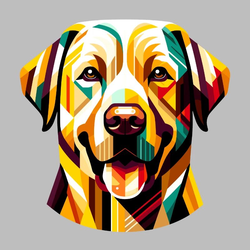 Lebendiger Patchwork-Labrador: Abstraktes Hundedesign