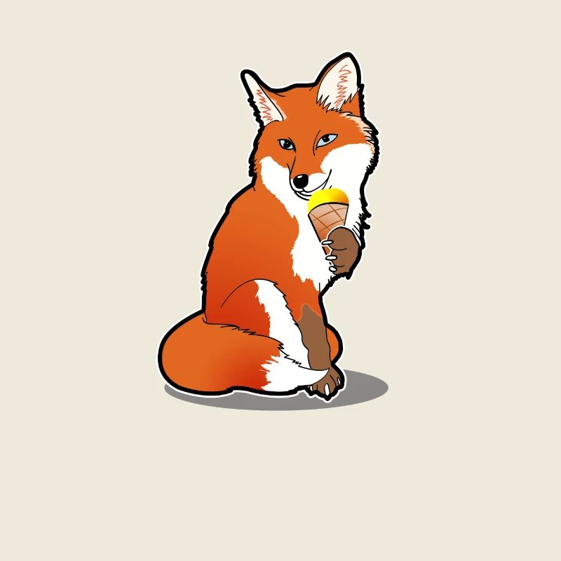 Fuchs mit Eis Comic Sommer Cartoon Geschenk