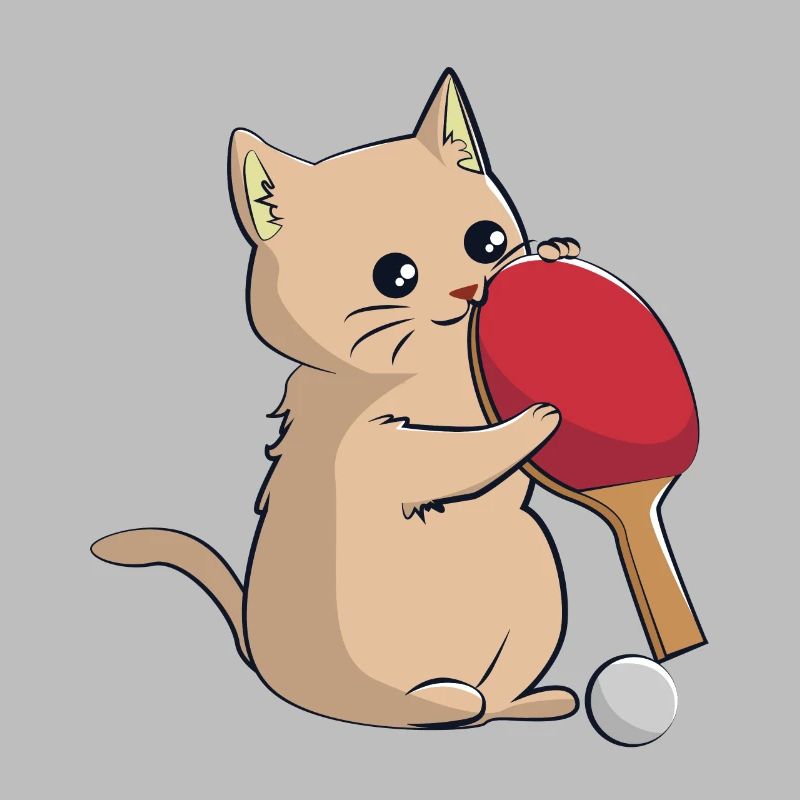 Le chat joue au ping-à-table
