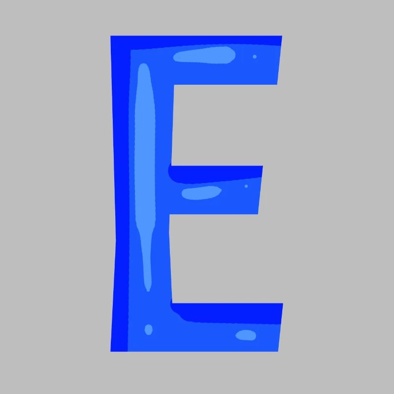 Letter E initial letter blue