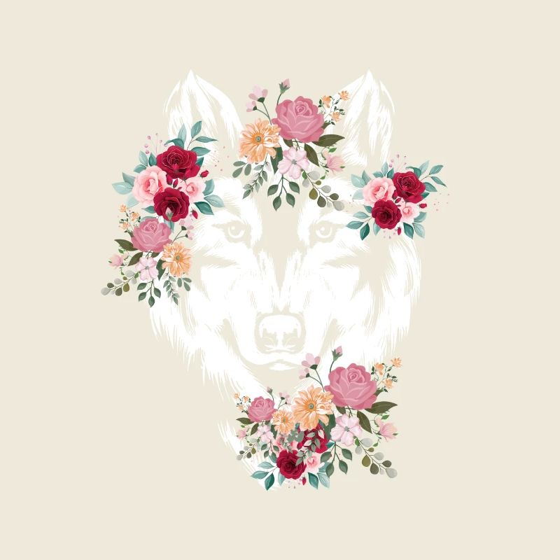 Wolf Wolfskopf Fleurs Déco