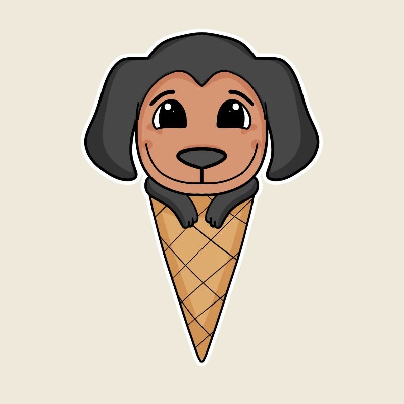 Coonhound mit Eiswaffel - Eis